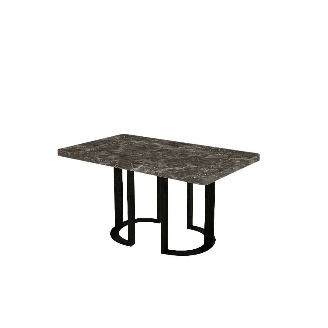 Mix & Match Rectangular Marble Dining Table with Roch Black Metal Base (1.5m x 0.9m)