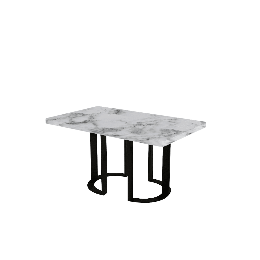 Mix & Match Rectangular Marble Dining Table with Roch Black Metal Base (1.5m x 0.9m)
