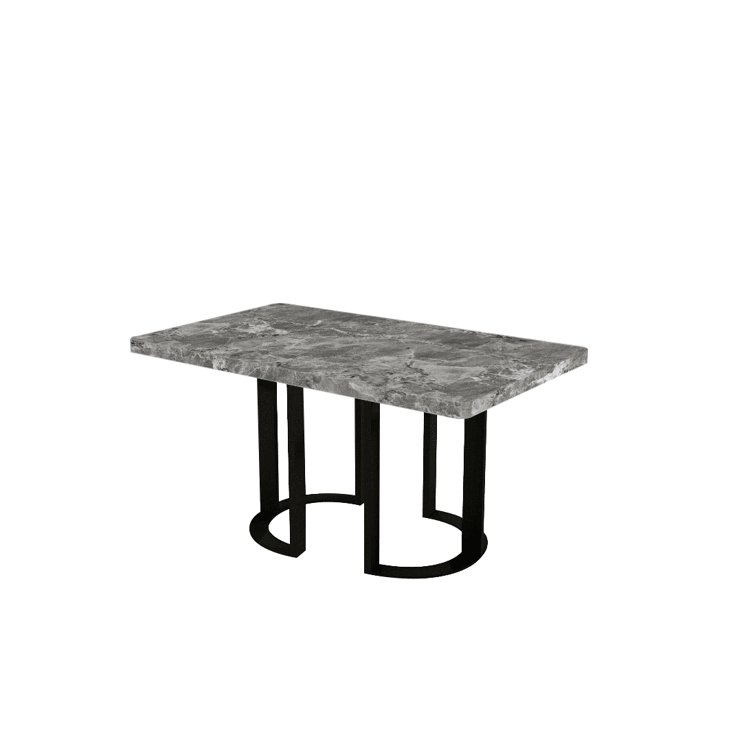 Mix & Match Rectangular Marble Dining Table with Roch Black Metal Base (1.5m x 0.9m)