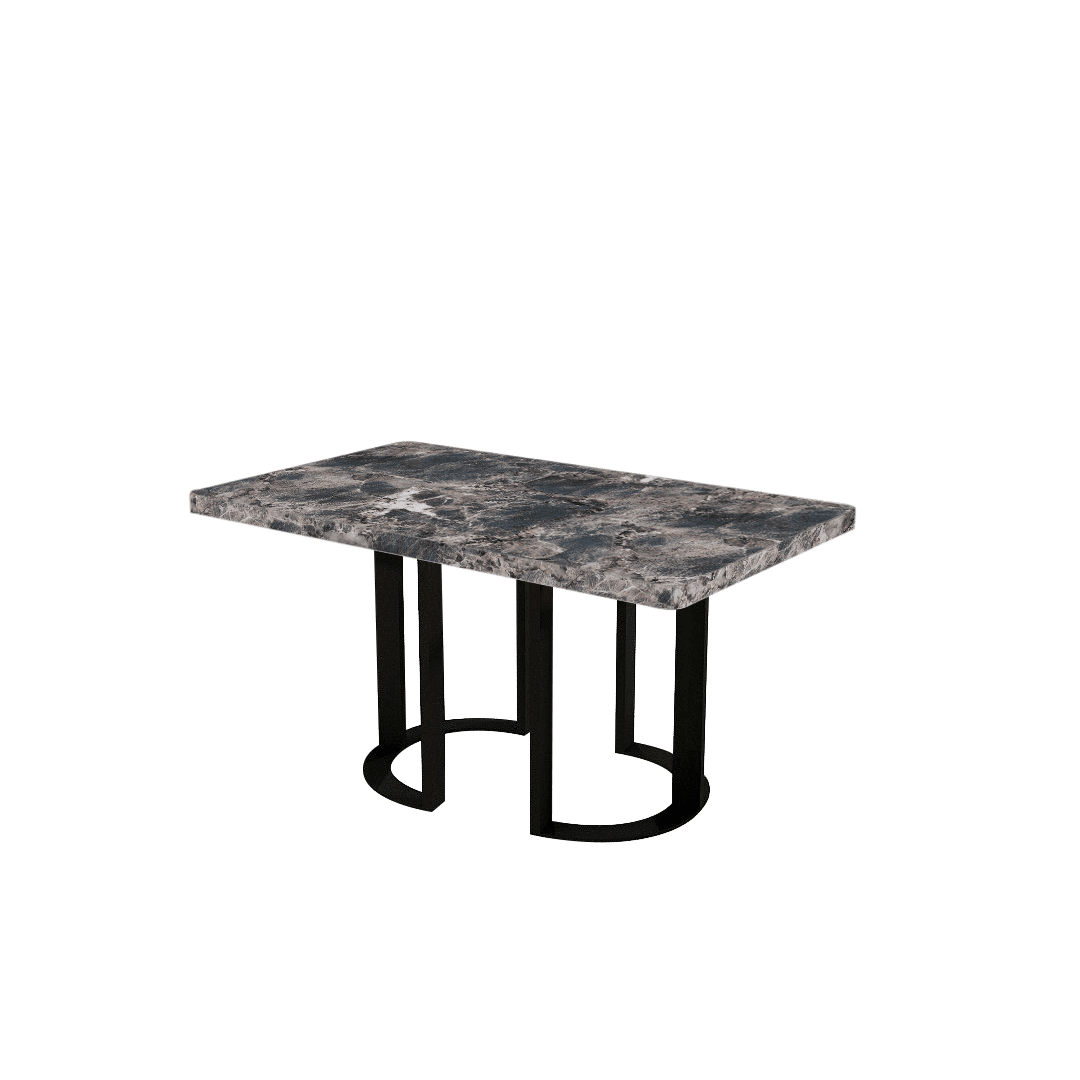 Mix & Match Rectangular Marble Dining Table with Roch Black Metal Base (1.5m x 0.9m)
