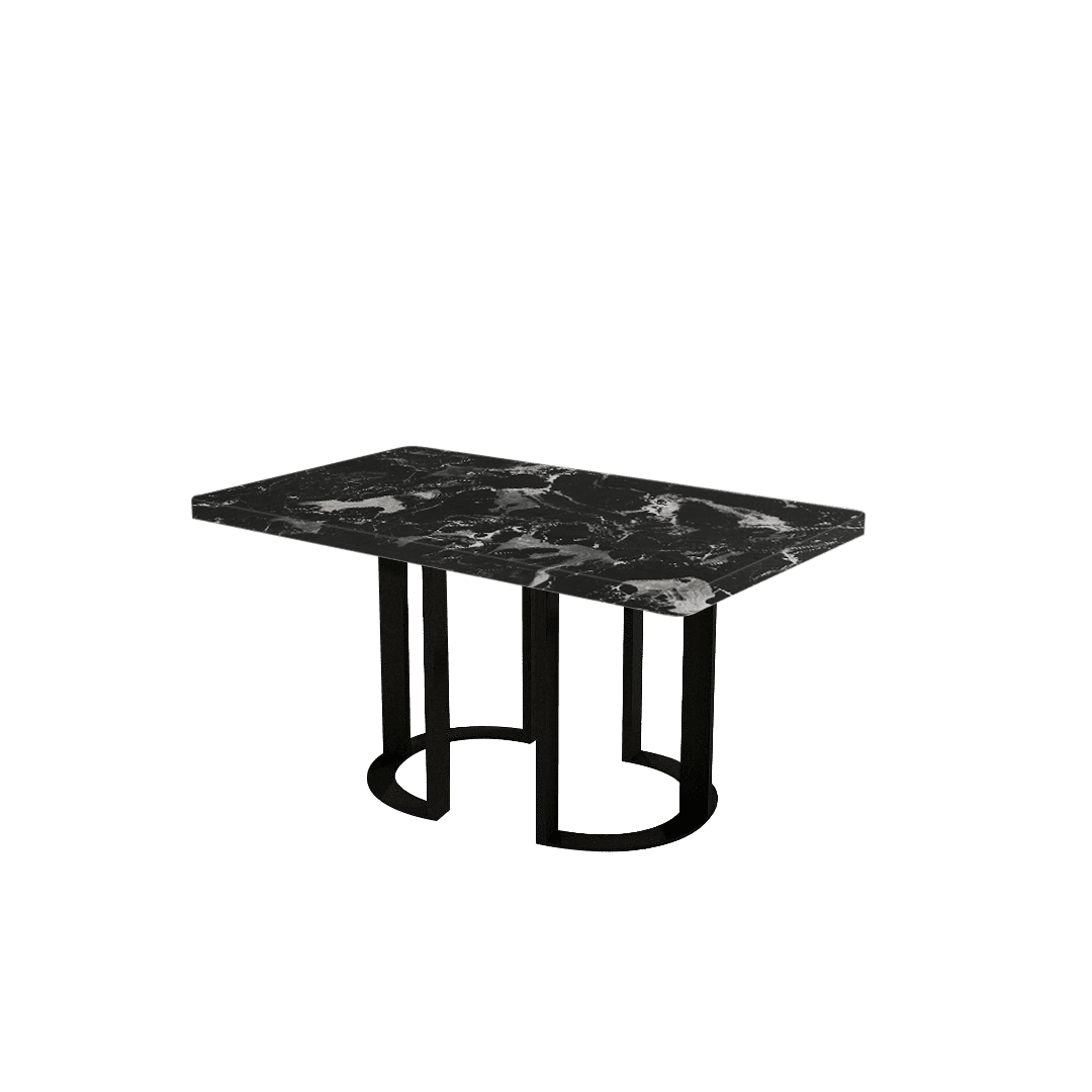 Mix & Match Rectangular Marble Dining Table with Roch Black Metal Base (1.5m x 0.9m)