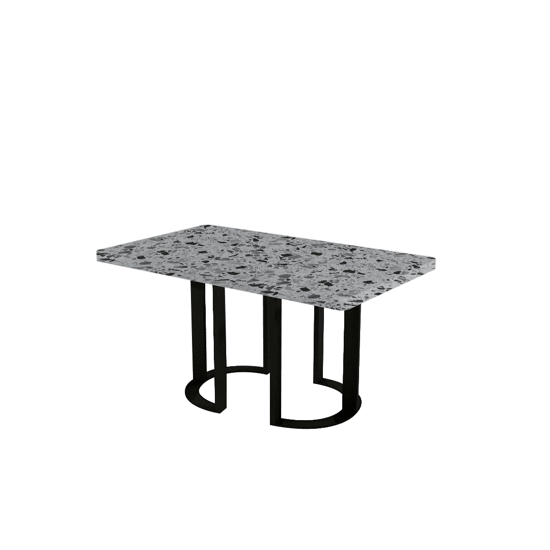 Mix & Match Rectangular Marble Dining Table with Roch Black Metal Base (1.5m x 0.9m)