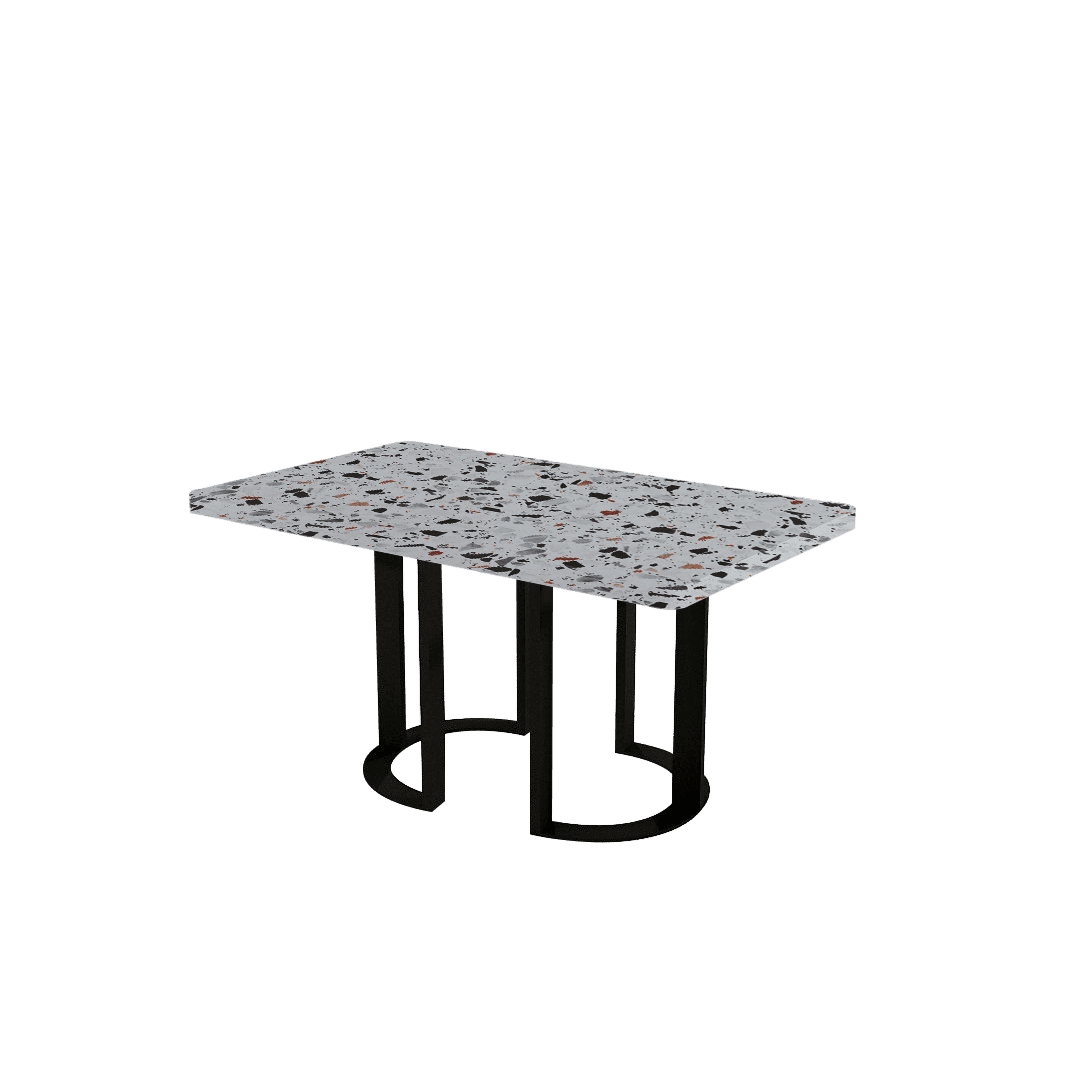 Mix & Match Rectangular Marble Dining Table with Roch Black Metal Base (1.5m x 0.9m)