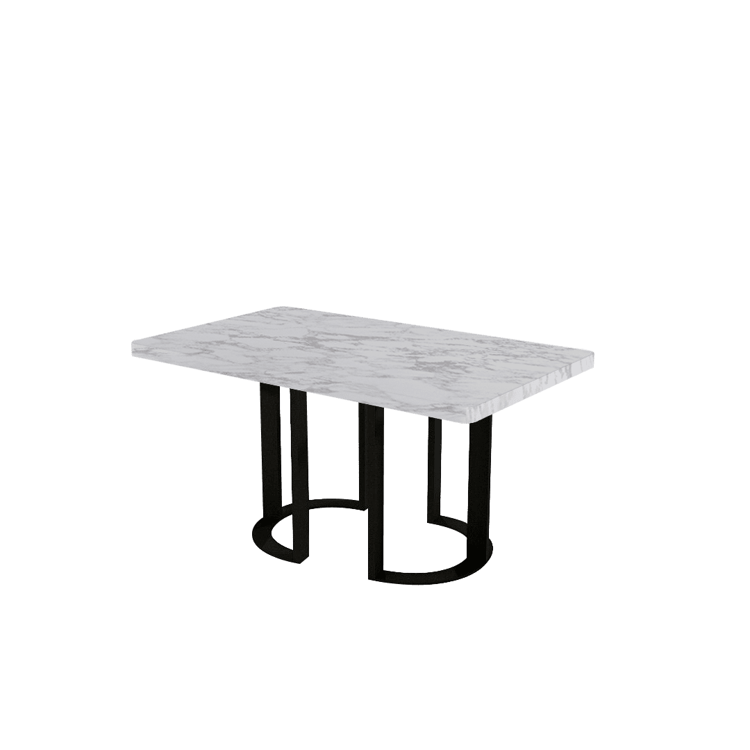 Mix & Match Rectangular Marble Dining Table with Roch Black Metal Base (1.5m x 0.9m)
