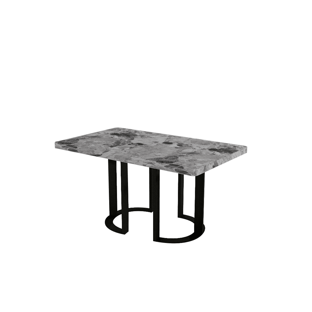 Mix & Match Rectangular Marble Dining Table with Roch Black Metal Base (1.5m x 0.9m)