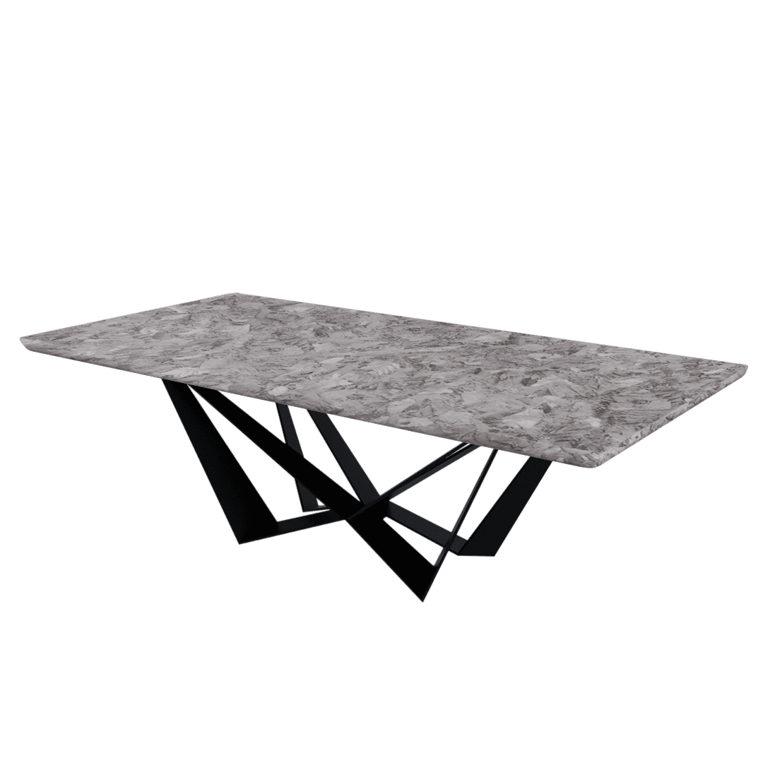 Mix & Match Rectangular Marble Dining Table with Winola Black Metal Base (2.4m x 1.2m)
