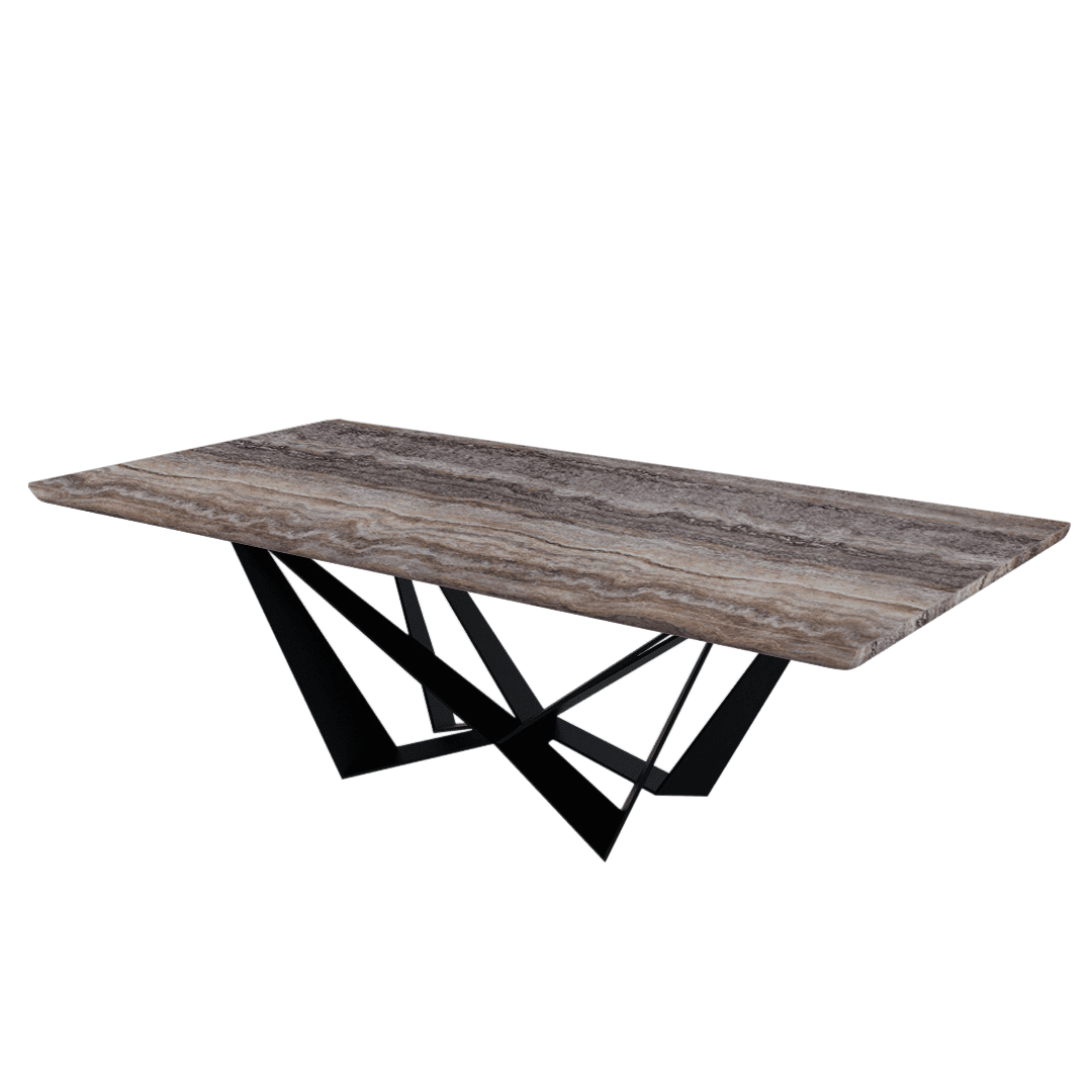 Mix & Match Rectangular Marble Dining Table with Winola Black Metal Base (2.4m x 1.2m)