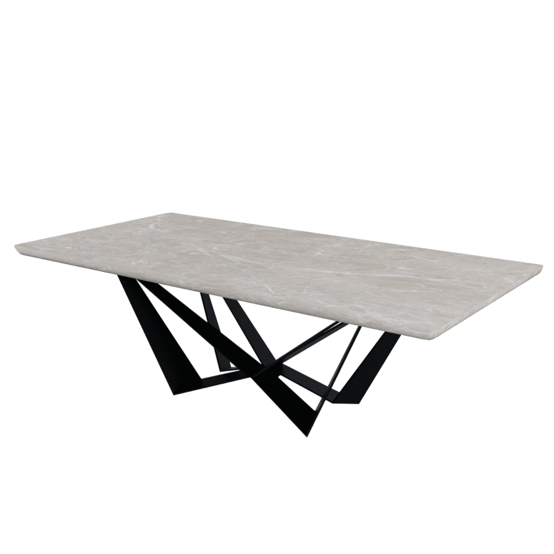 Mix & Match Rectangular Marble Dining Table with Winola Black Metal Base (2.4m x 1.2m)