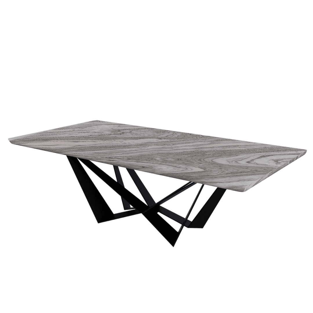 Mix & Match Rectangular Marble Dining Table with Winola Black Metal Base (2.4m x 1.2m)