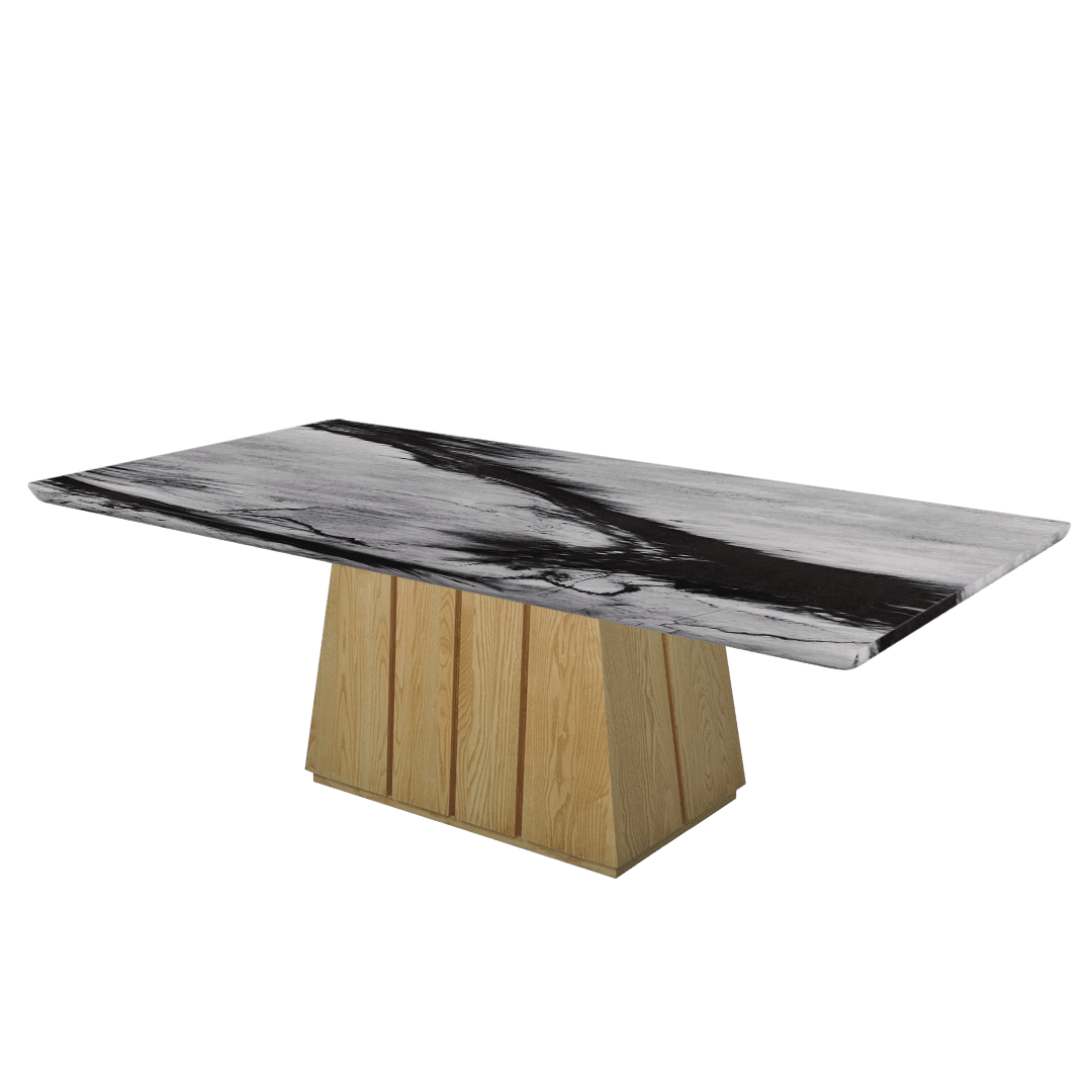 Mix & Match Rectangular Marble Dining Table with Cora Ash Wood Base (2.4m x 1.2m)