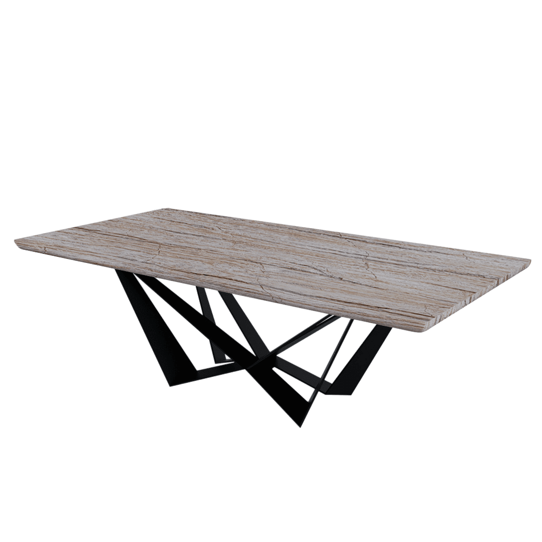 Mix & Match Rectangular Marble Dining Table with Winola Black Metal Base (2.4m x 1.2m)