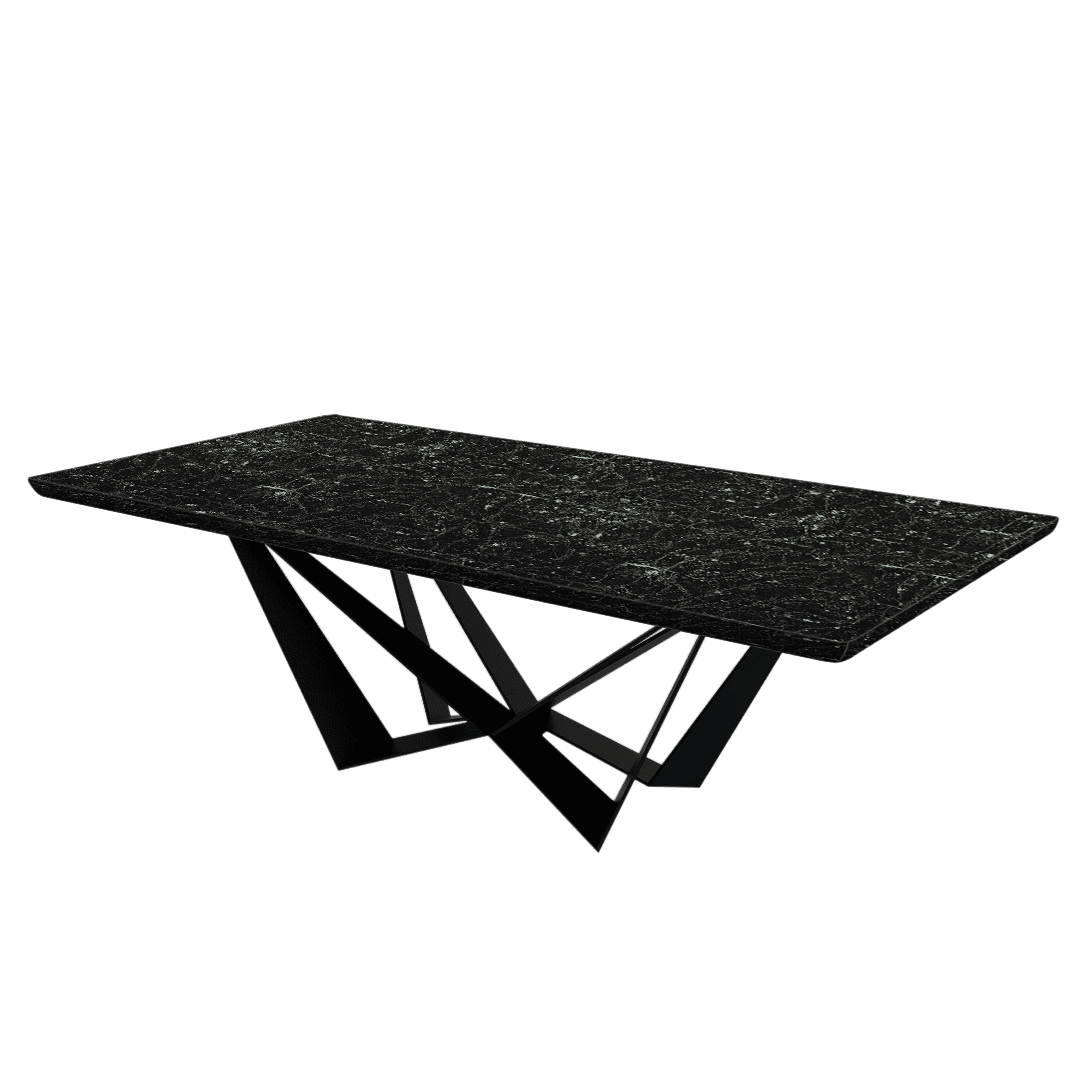 Mix & Match Rectangular Marble Dining Table with Winola Black Metal Base (2.4m x 1.2m)
