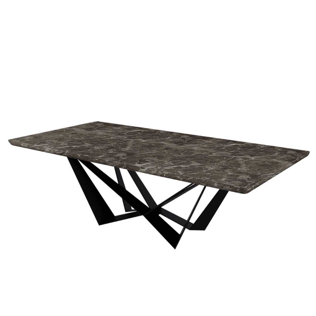 Mix & Match Rectangular Marble Dining Table with Winola Black Metal Base (2.4m x 1.2m)