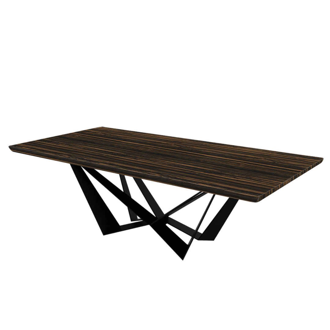 Mix & Match Rectangular Marble Dining Table with Winola Black Metal Base (2.4m x 1.2m)
