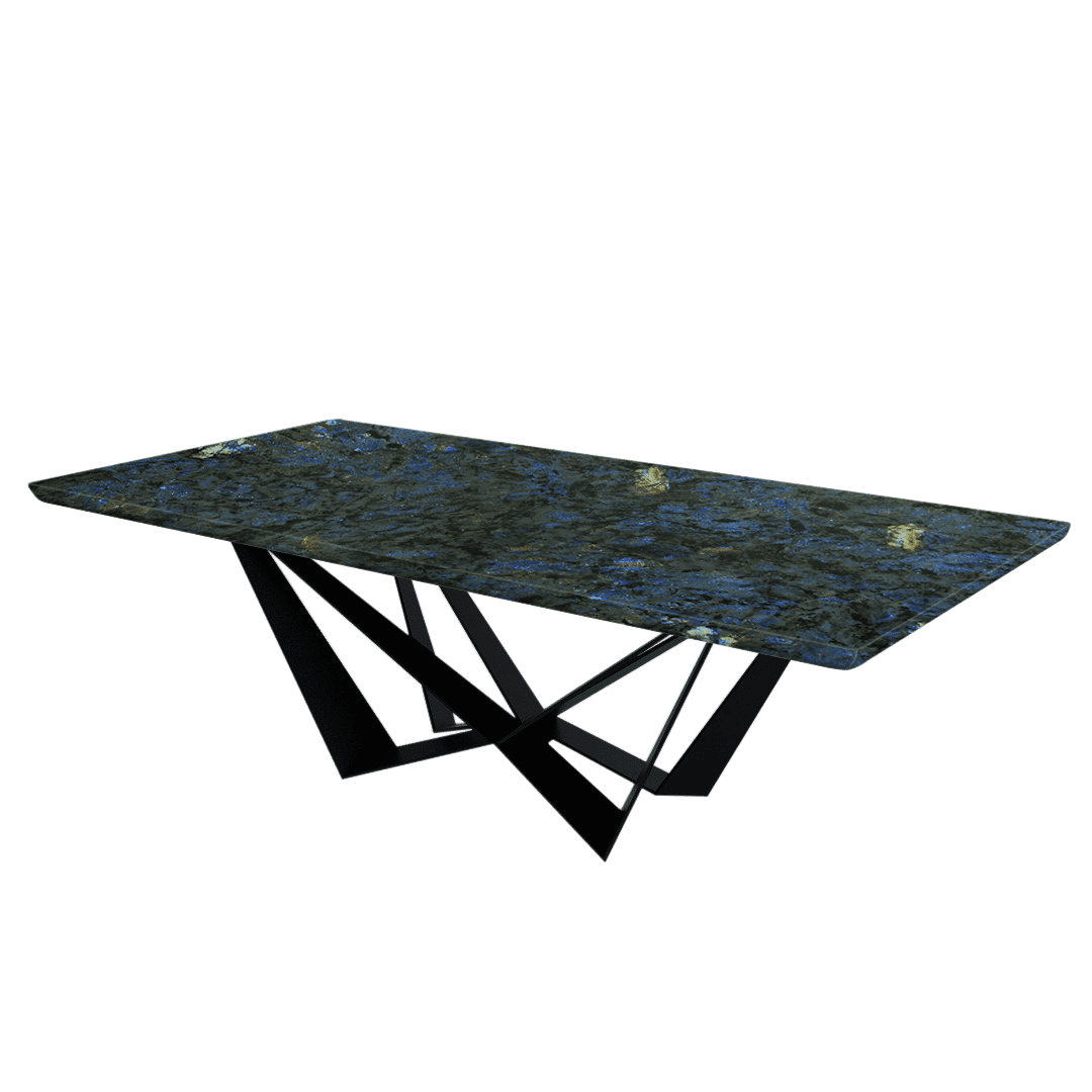 Mix & Match Rectangular Marble Dining Table with Winola Black Metal Base (2.4m x 1.2m)