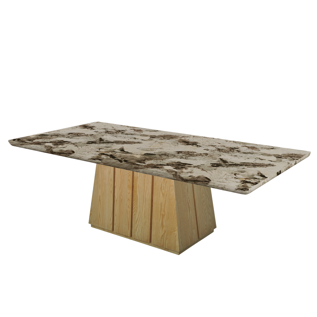 Mix & Match Rectangular Marble Dining Table with Cora Ash Wood Base (2.4m x 1.2m)