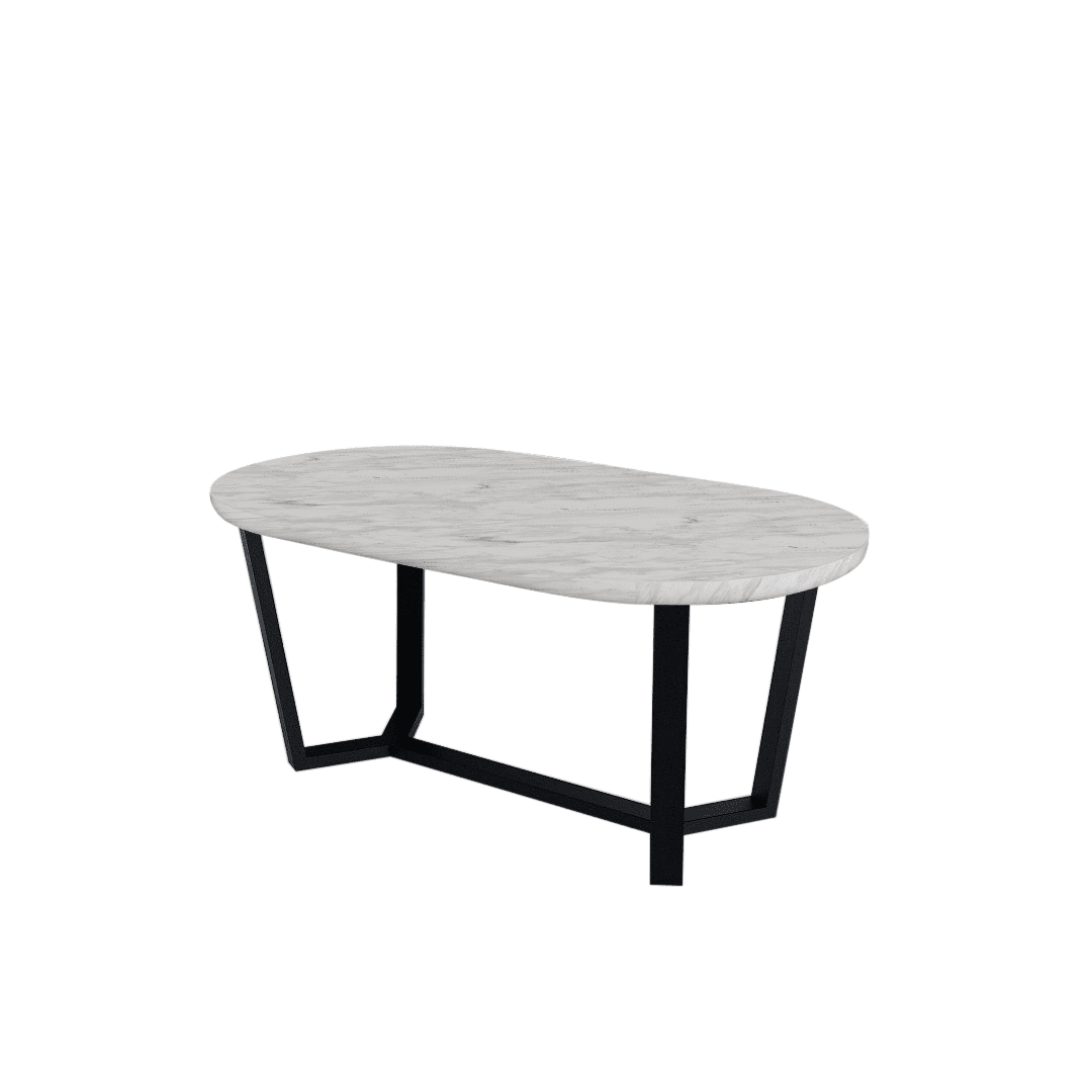 Mix & Match Rectangular Marble Dining Table with Shaun Black Metal Base (1.8m x 1.0m)