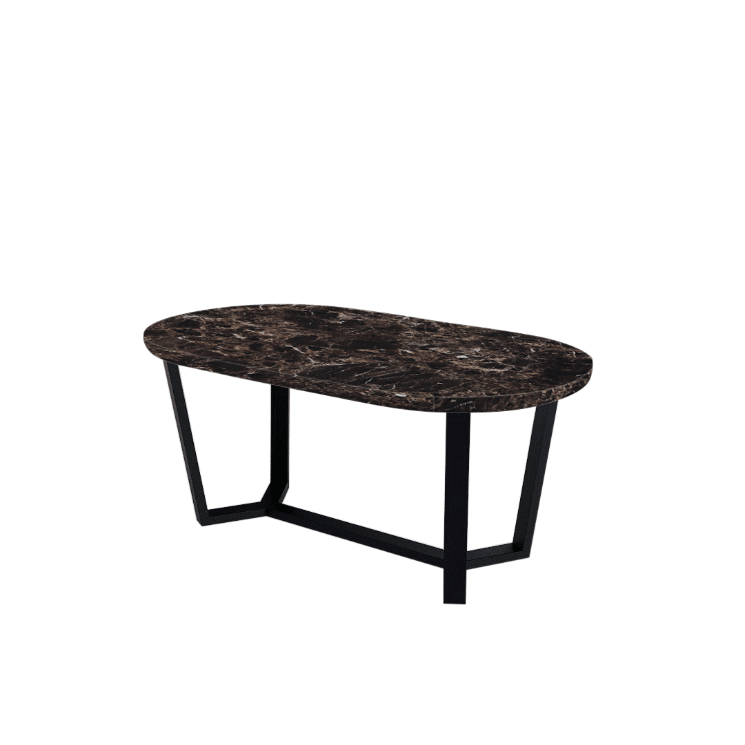 Mix & Match Rectangular Marble Dining Table with Shaun Black Metal Base (1.8m x 1.0m)