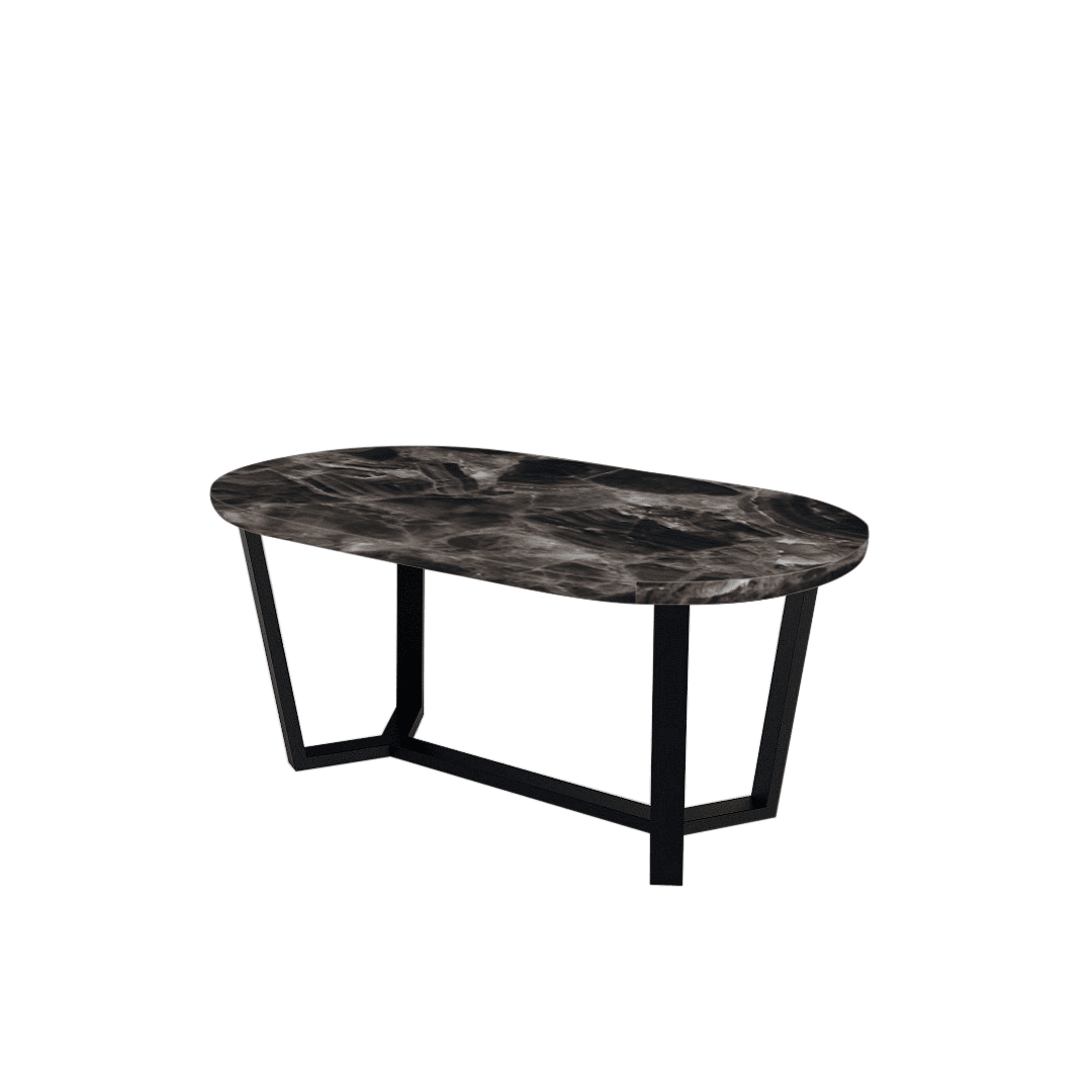 Mix & Match Rectangular Marble Dining Table with Shaun Black Metal Base (1.8m x 1.0m)