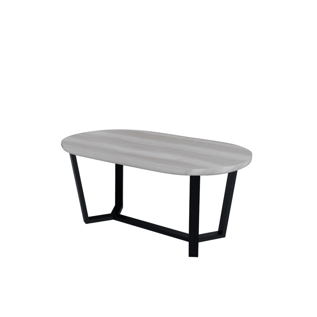 Mix & Match Rectangular Marble Dining Table with Shaun Black Metal Base (1.8m x 1.0m)