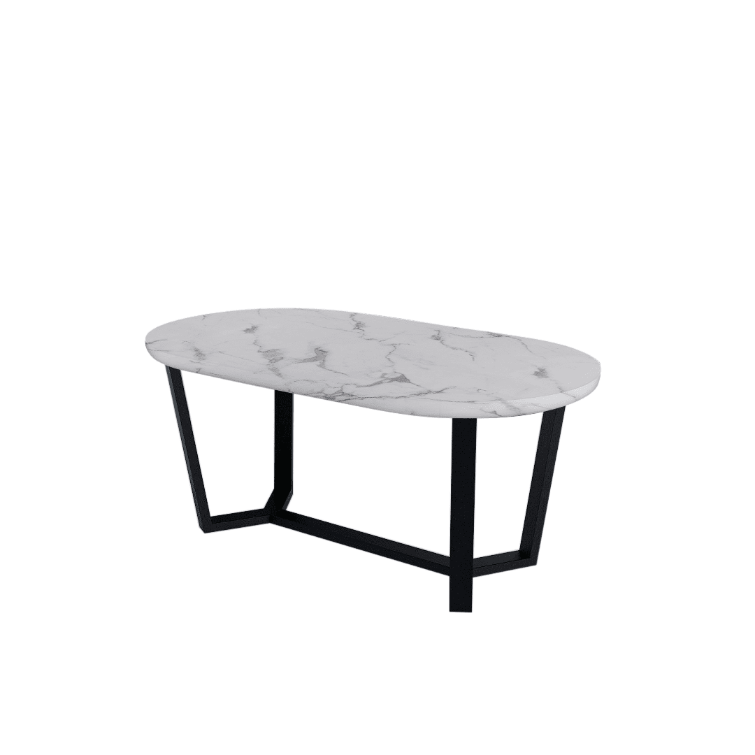 Mix & Match Rectangular Marble Dining Table with Shaun Black Metal Base (1.8m x 1.0m)