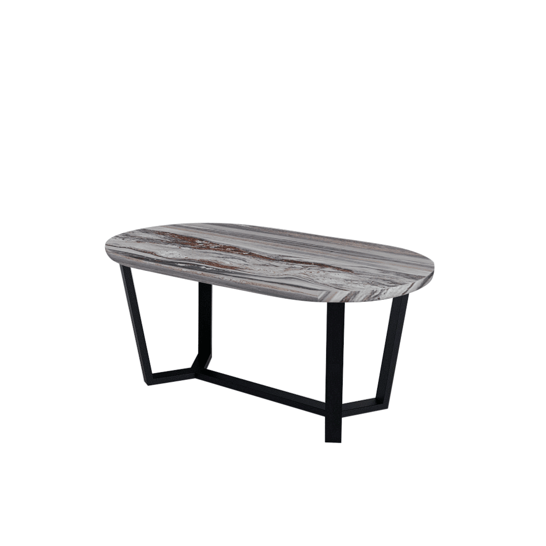 Mix & Match Rectangular Marble Dining Table with Shaun Black Metal Base (1.8m x 1.0m)