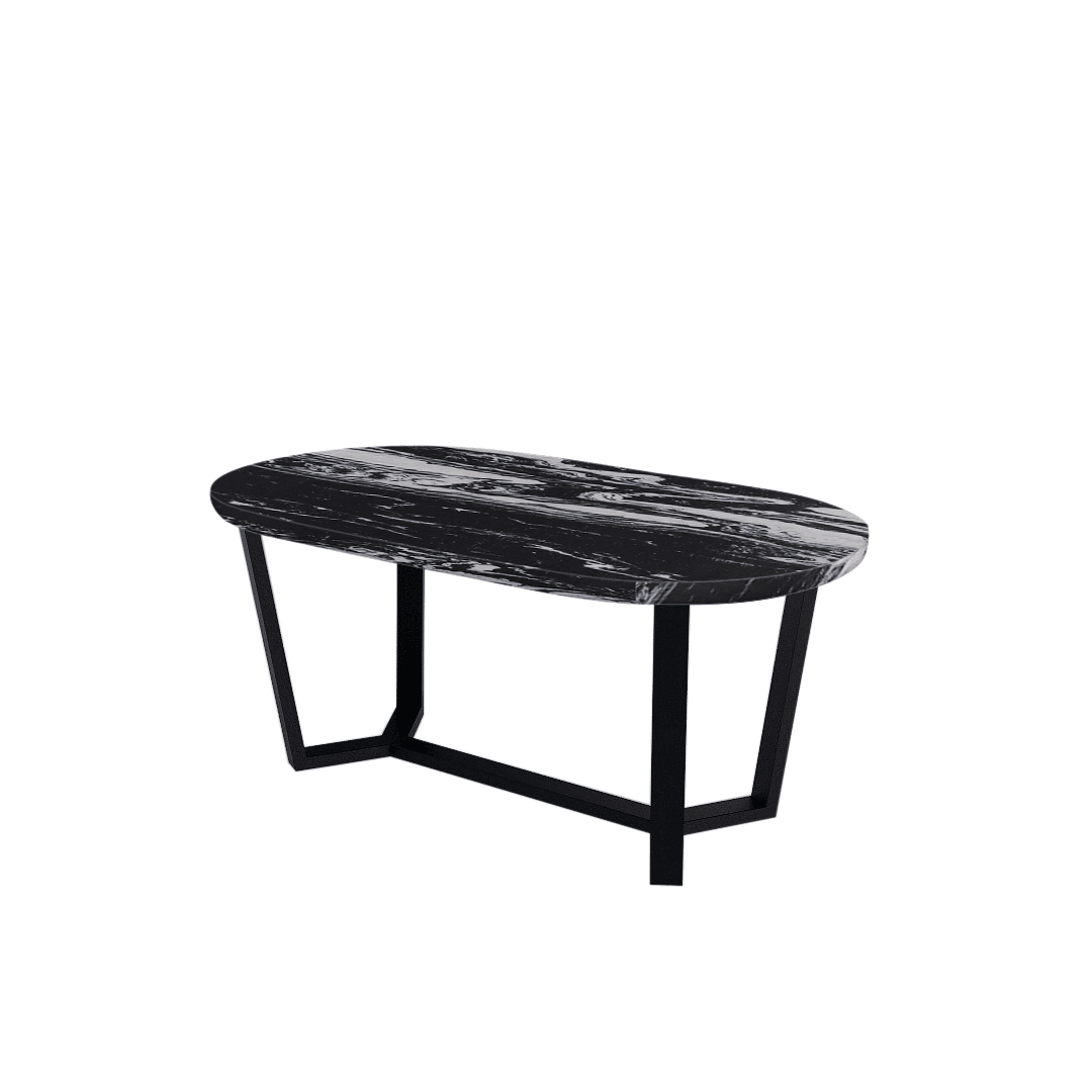 Mix & Match Rectangular Marble Dining Table with Shaun Black Metal Base (1.8m x 1.0m)