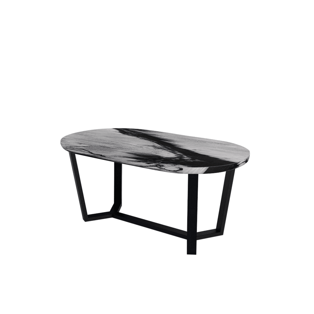 Mix & Match Rectangular Marble Dining Table with Shaun Black Metal Base (1.8m x 1.0m)