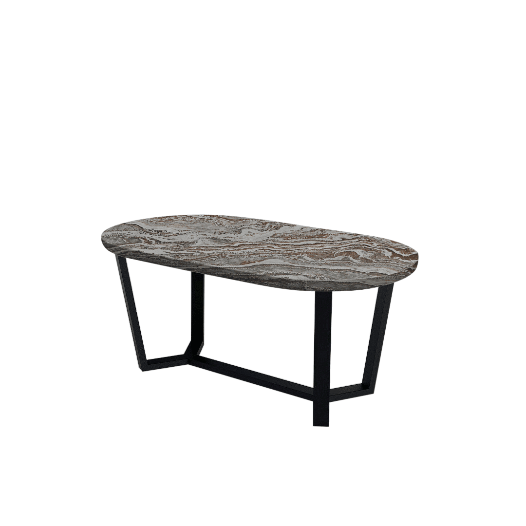 Mix & Match Rectangular Marble Dining Table with Shaun Black Metal Base (1.8m x 1.0m)