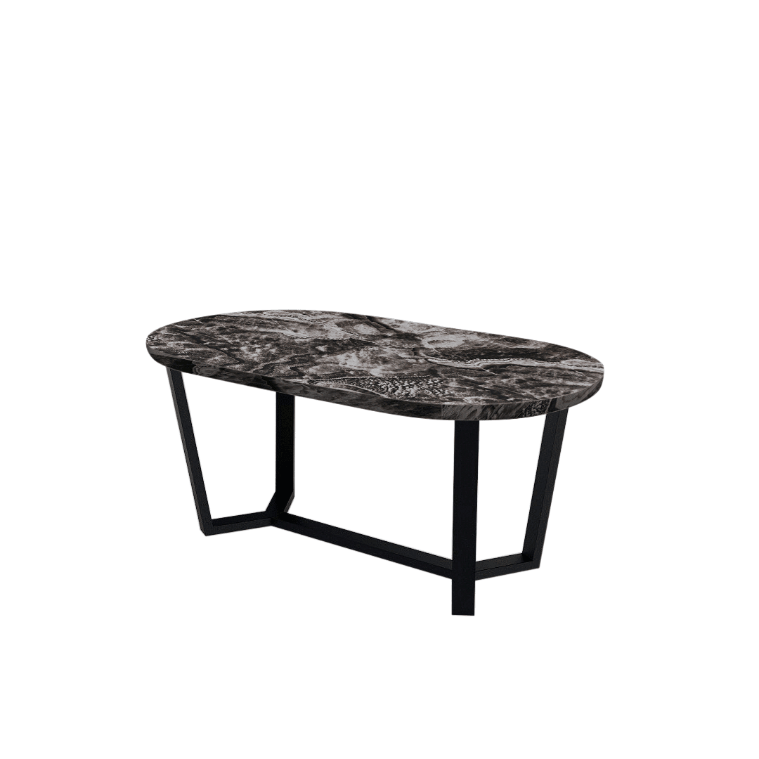 Mix & Match Rectangular Marble Dining Table with Shaun Black Metal Base (1.8m x 1.0m)