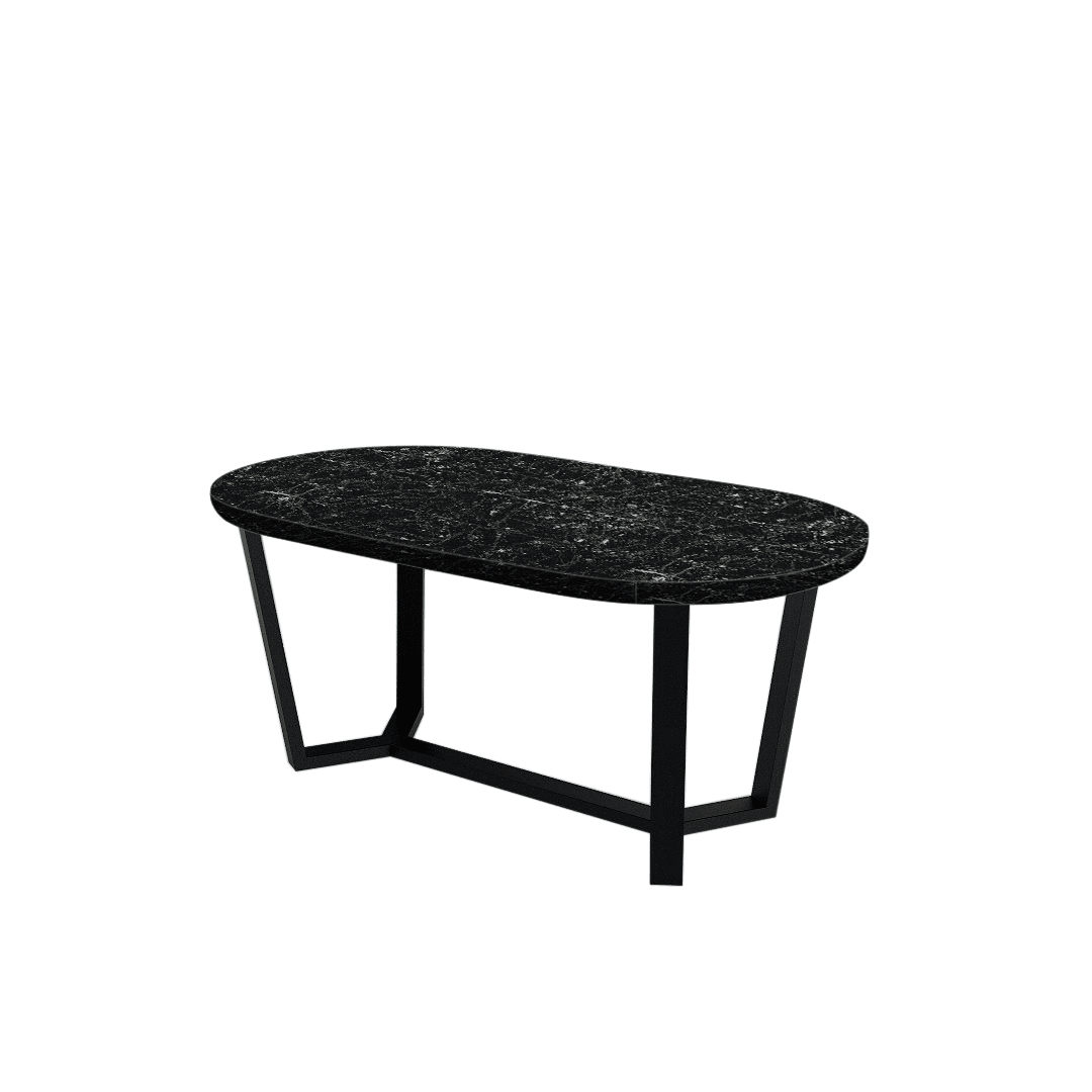 Mix & Match Rectangular Marble Dining Table with Shaun Black Metal Base (1.8m x 1.0m)
