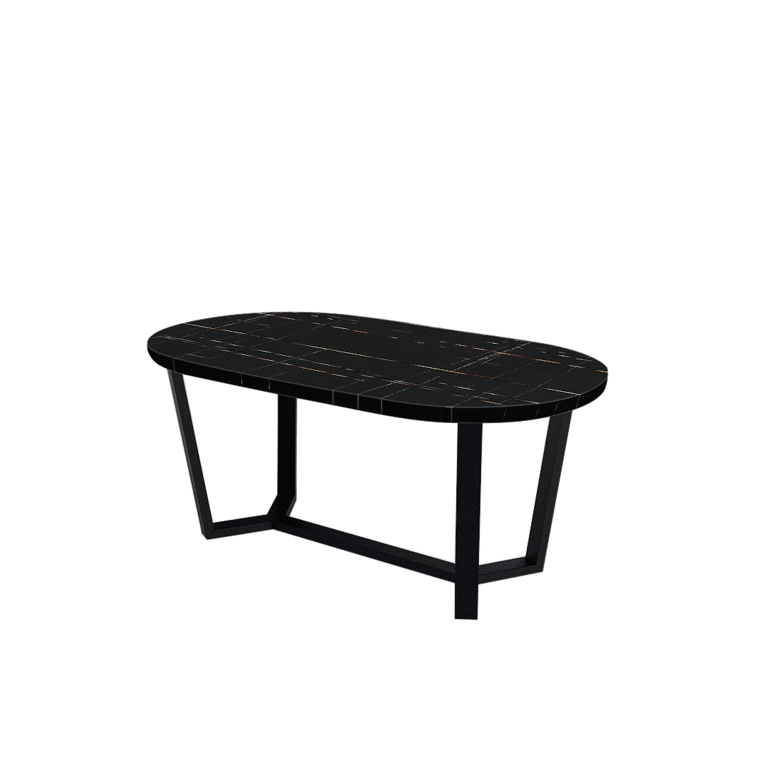 Mix & Match Rectangular Marble Dining Table with Shaun Black Metal Base (1.8m x 1.0m)