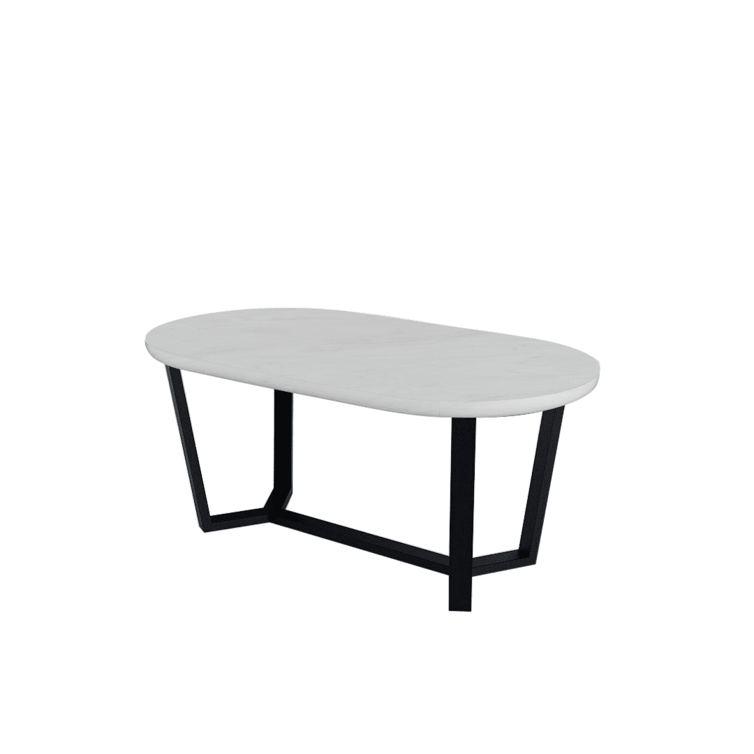 Mix & Match Rectangular Marble Dining Table with Shaun Black Metal Base (1.8m x 1.0m)