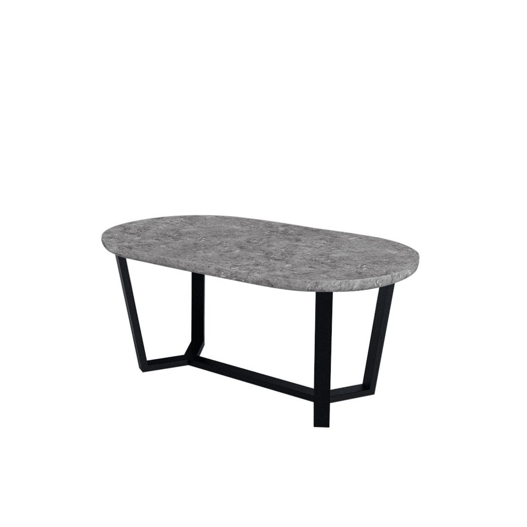 Mix & Match Rectangular Marble Dining Table with Shaun Black Metal Base (1.8m x 1.0m)