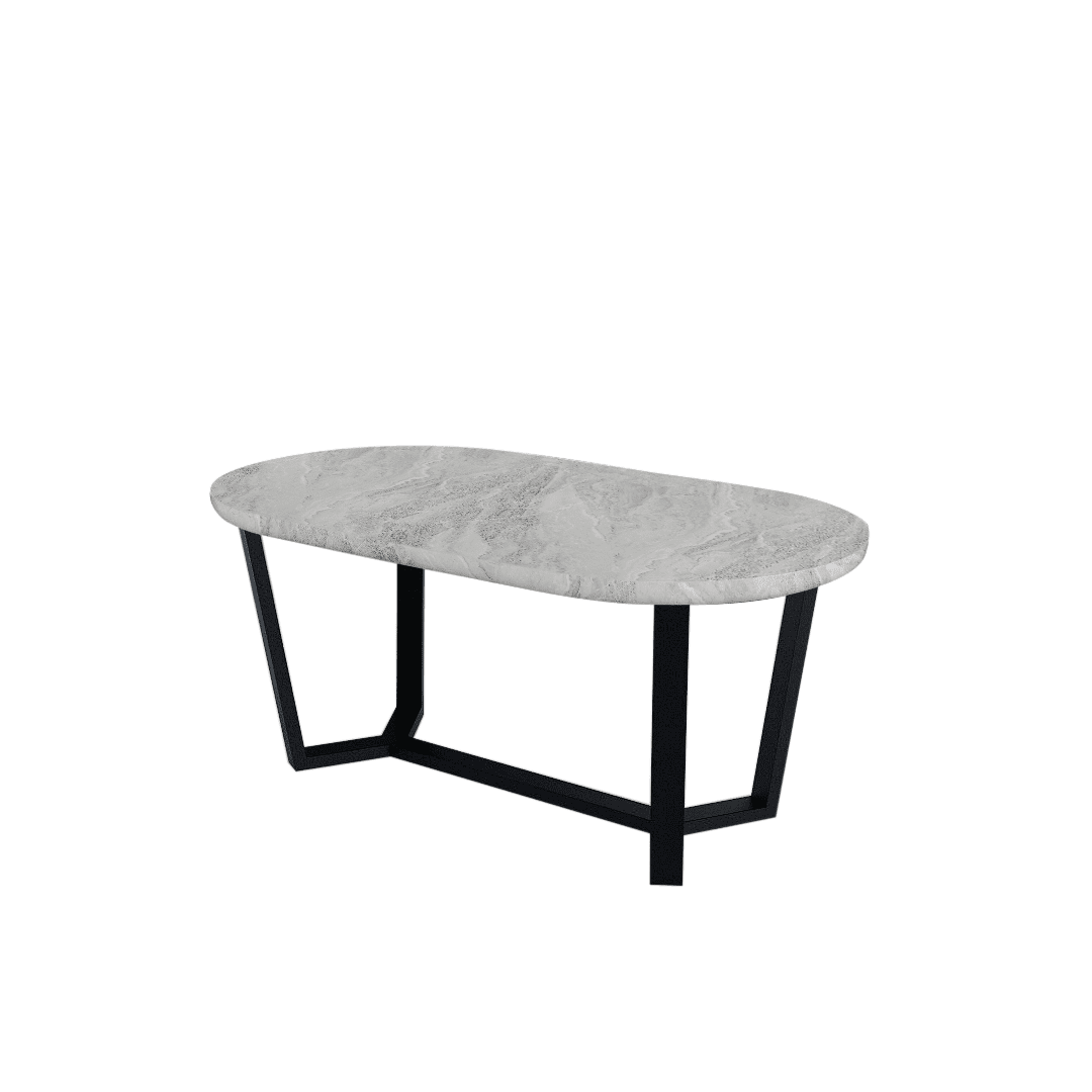 Mix & Match Rectangular Marble Dining Table with Shaun Black Metal Base (1.8m x 1.0m)