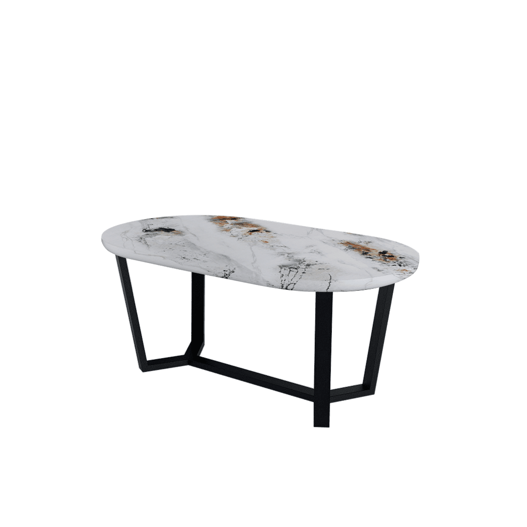 Mix & Match Rectangular Marble Dining Table with Shaun Black Metal Base (1.8m x 1.0m)