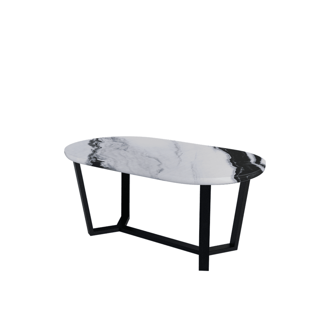 Mix & Match Rectangular Marble Dining Table with Shaun Black Metal Base (1.8m x 1.0m)