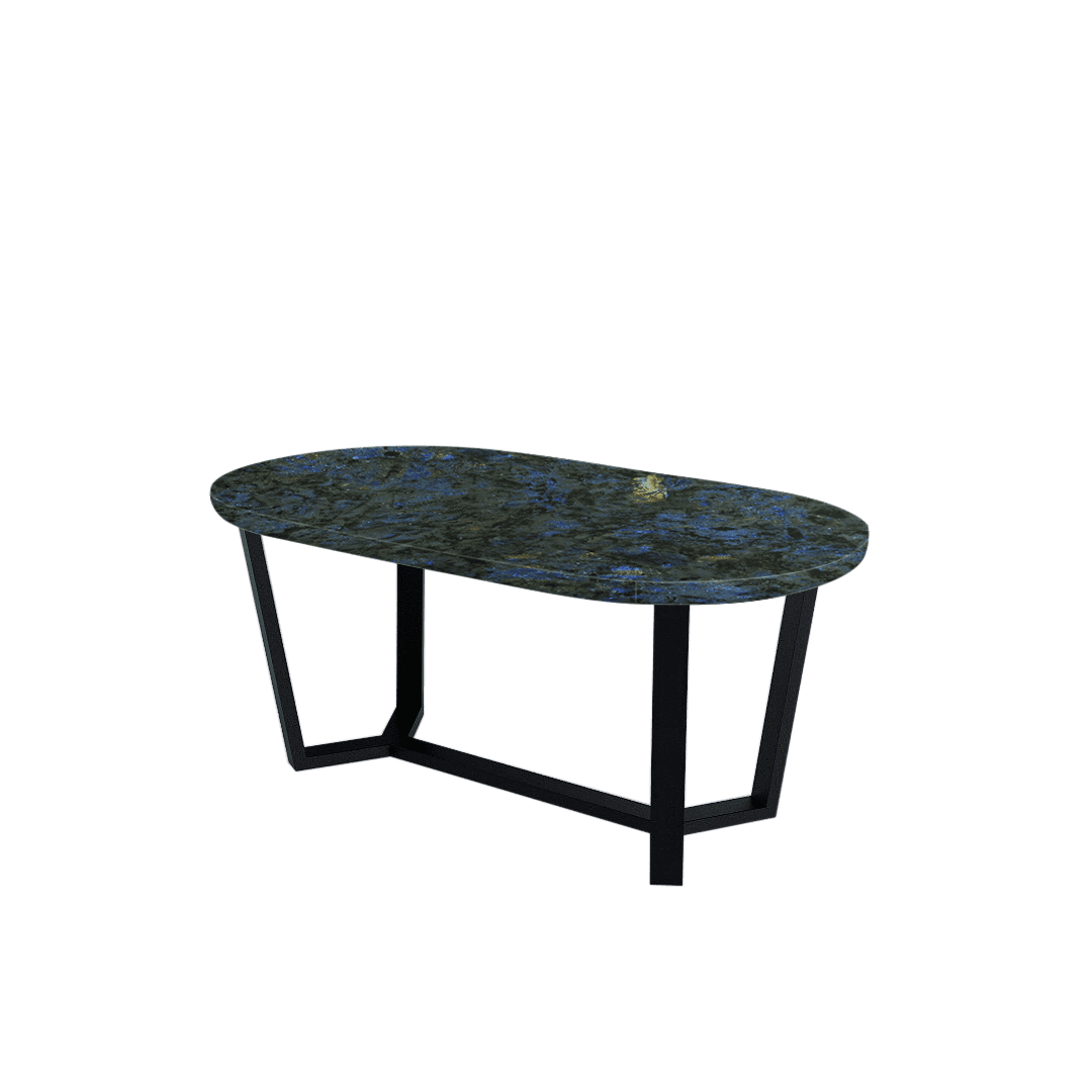 Mix & Match Rectangular Marble Dining Table with Shaun Black Metal Base (1.8m x 1.0m)