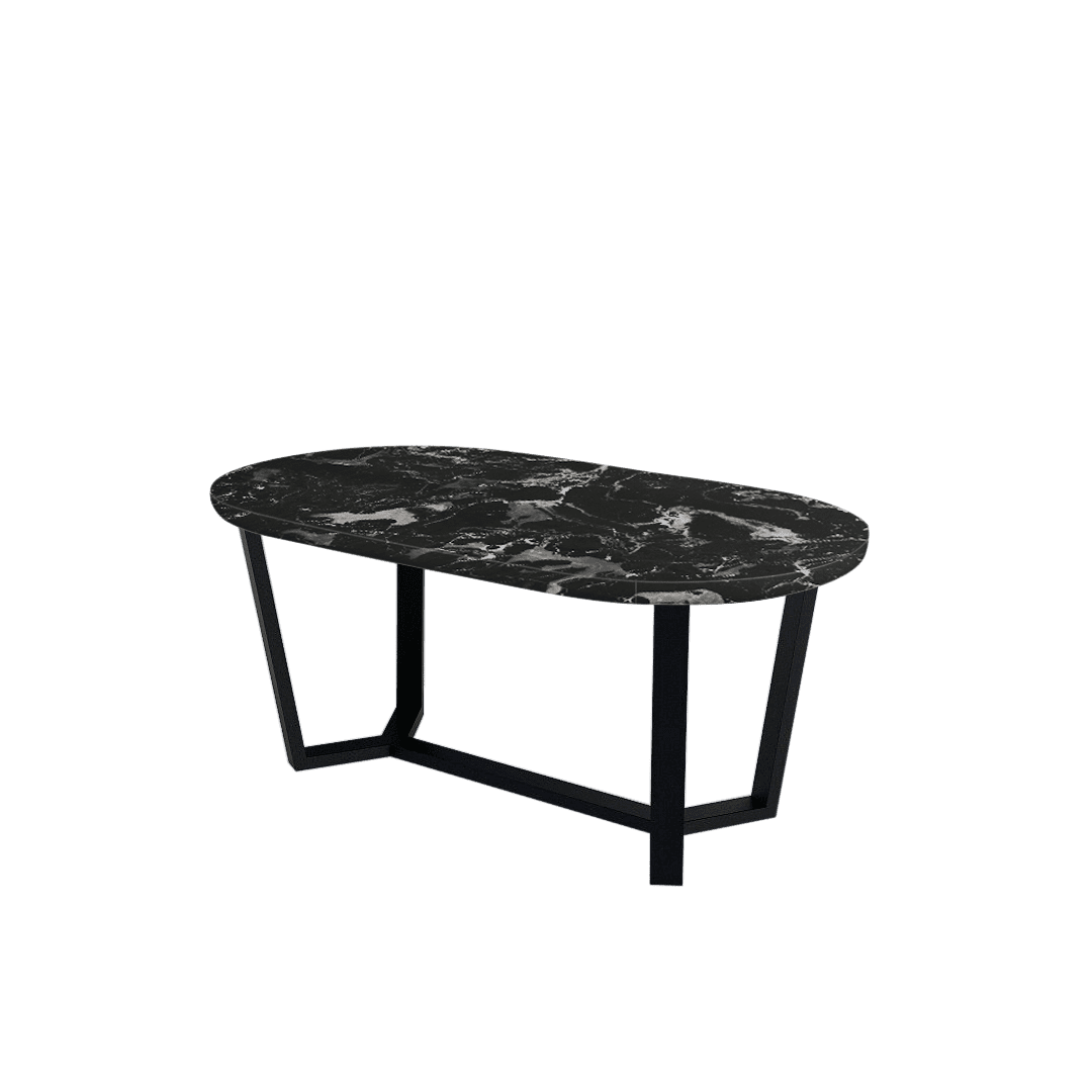 Mix & Match Rectangular Marble Dining Table with Shaun Black Metal Base (1.8m x 1.0m)