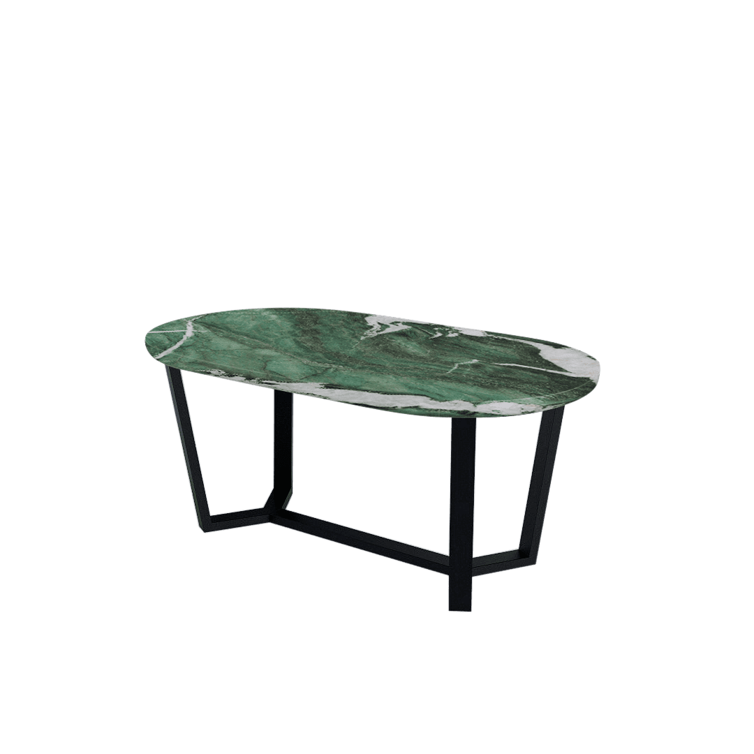 Mix & Match Rectangular Marble Dining Table with Shaun Black Metal Base (1.8m x 1.0m)