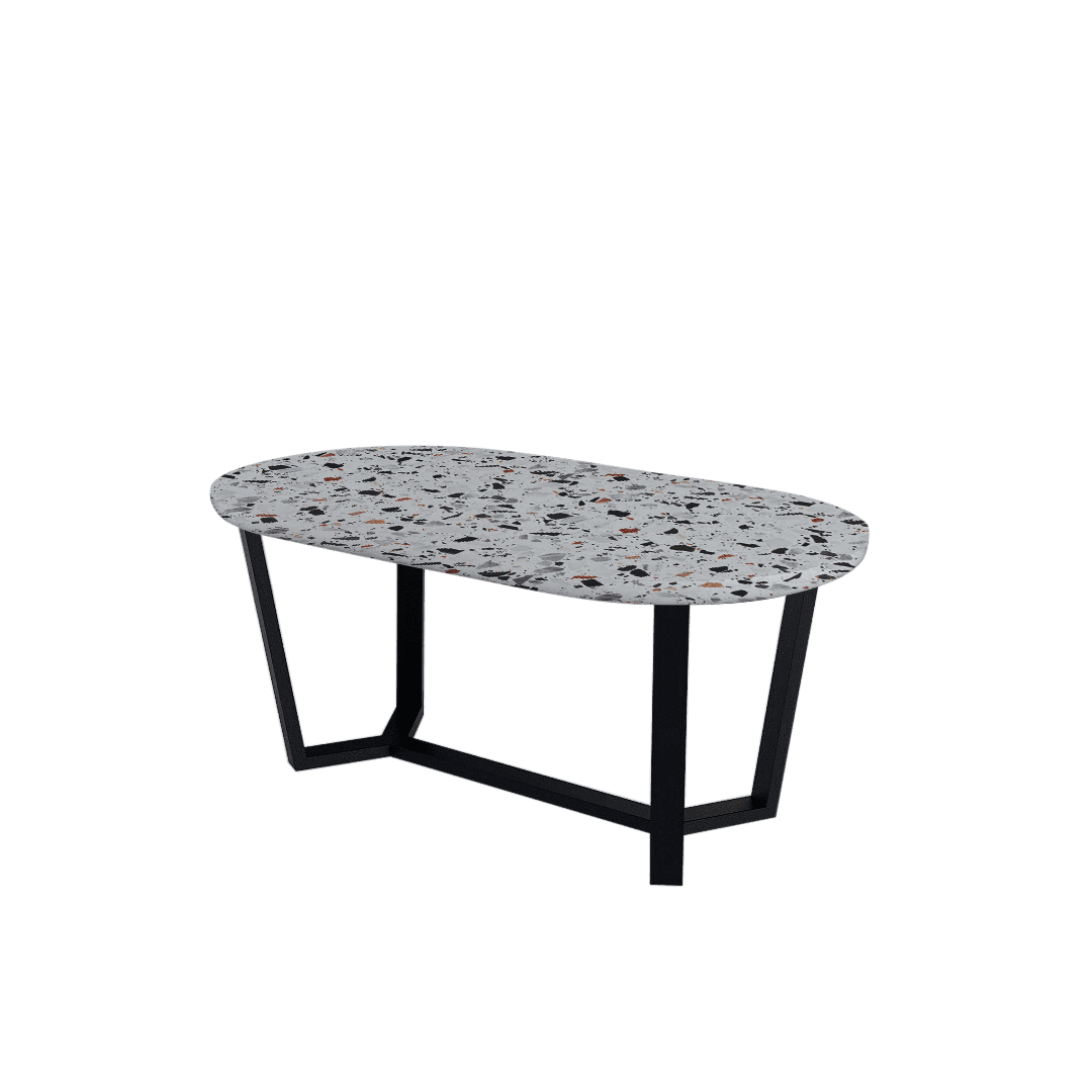 Mix & Match Rectangular Marble Dining Table with Shaun Black Metal Base (1.8m x 1.0m)