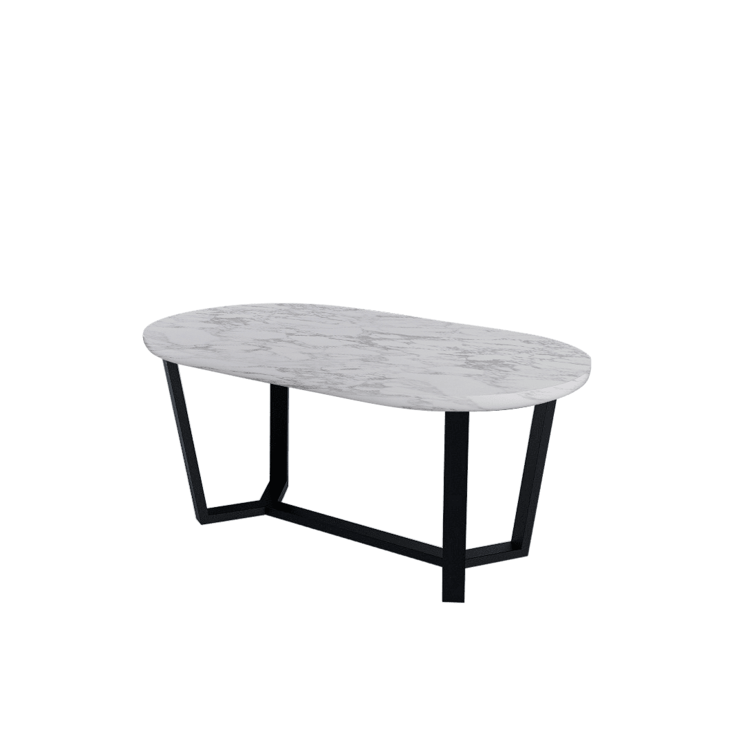 Mix & Match Rectangular Marble Dining Table with Shaun Black Metal Base (1.8m x 1.0m)