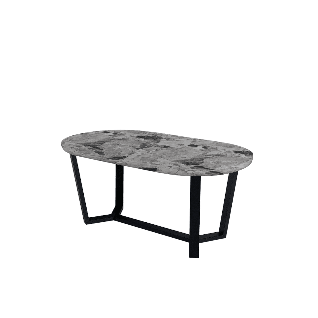 Mix & Match Rectangular Marble Dining Table with Shaun Black Metal Base (1.8m x 1.0m)
