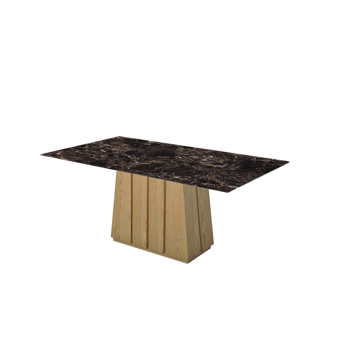 Mix & Match Rectangular Marble Dining Table with Cora Ash Wood Base (1.8m x 1.0m)