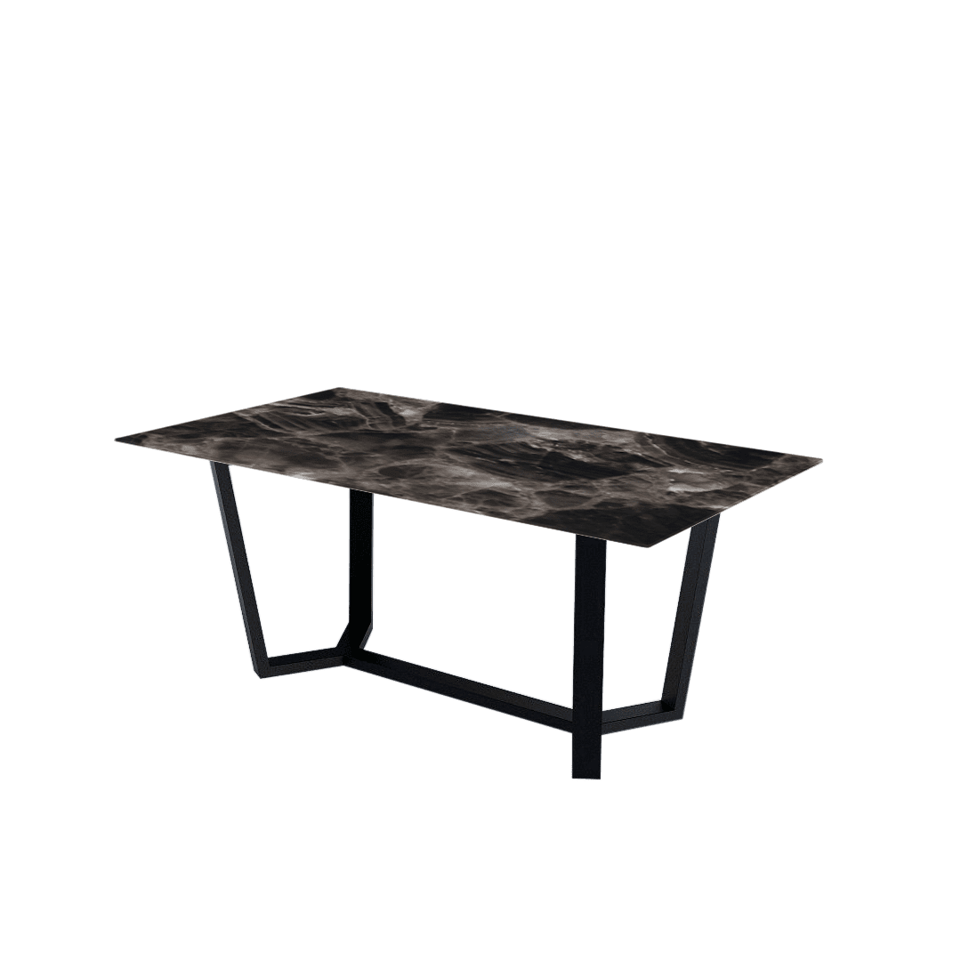 Mix & Match Rectangular Marble Dining Table with Harper Black Metal Base (1.8m x 1.0m)
