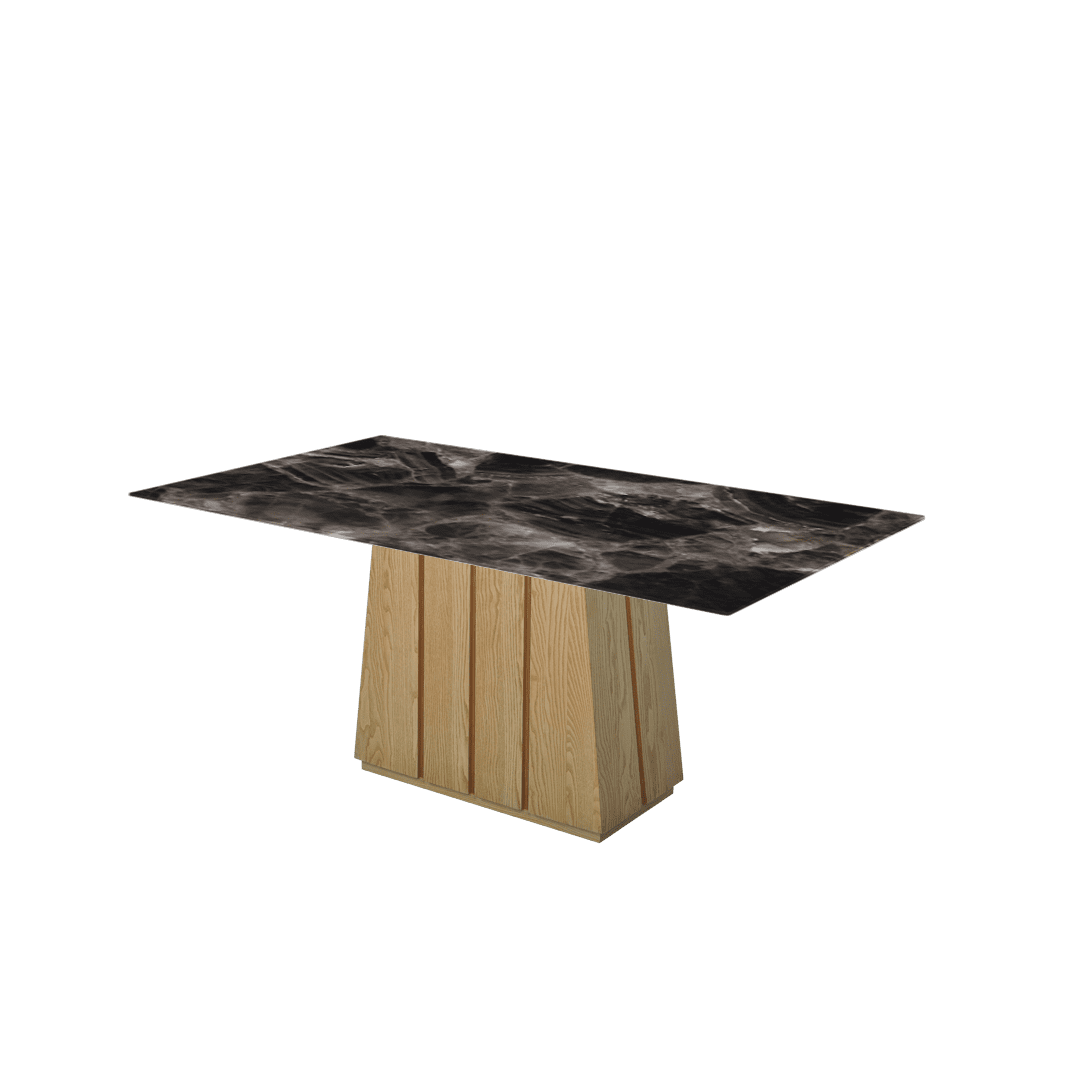 Mix & Match Rectangular Marble Dining Table with Cora Ash Wood Base (1.8m x 1.0m)