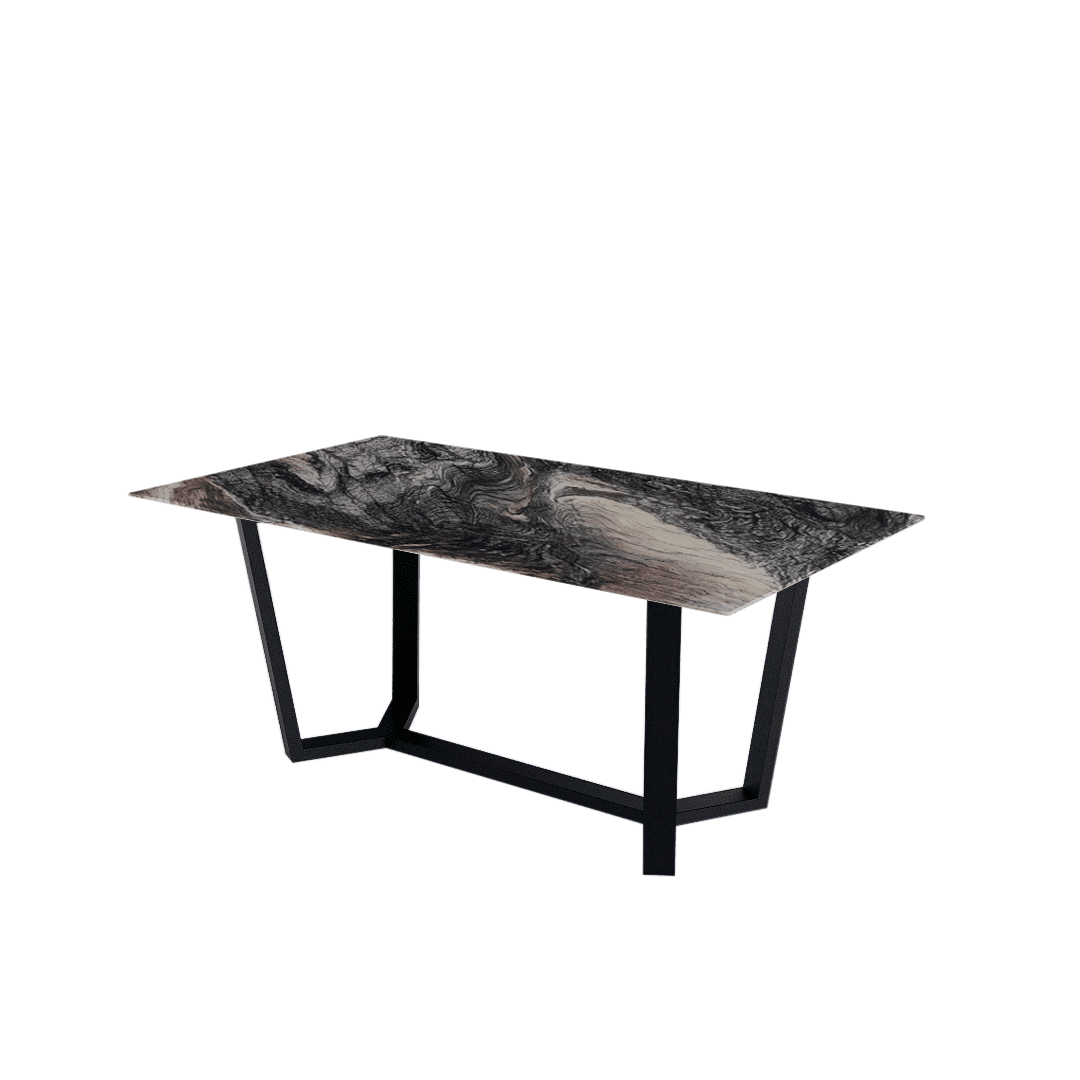 Mix & Match Rectangular Marble Dining Table with Harper Black Metal Base (1.8m x 1.0m)