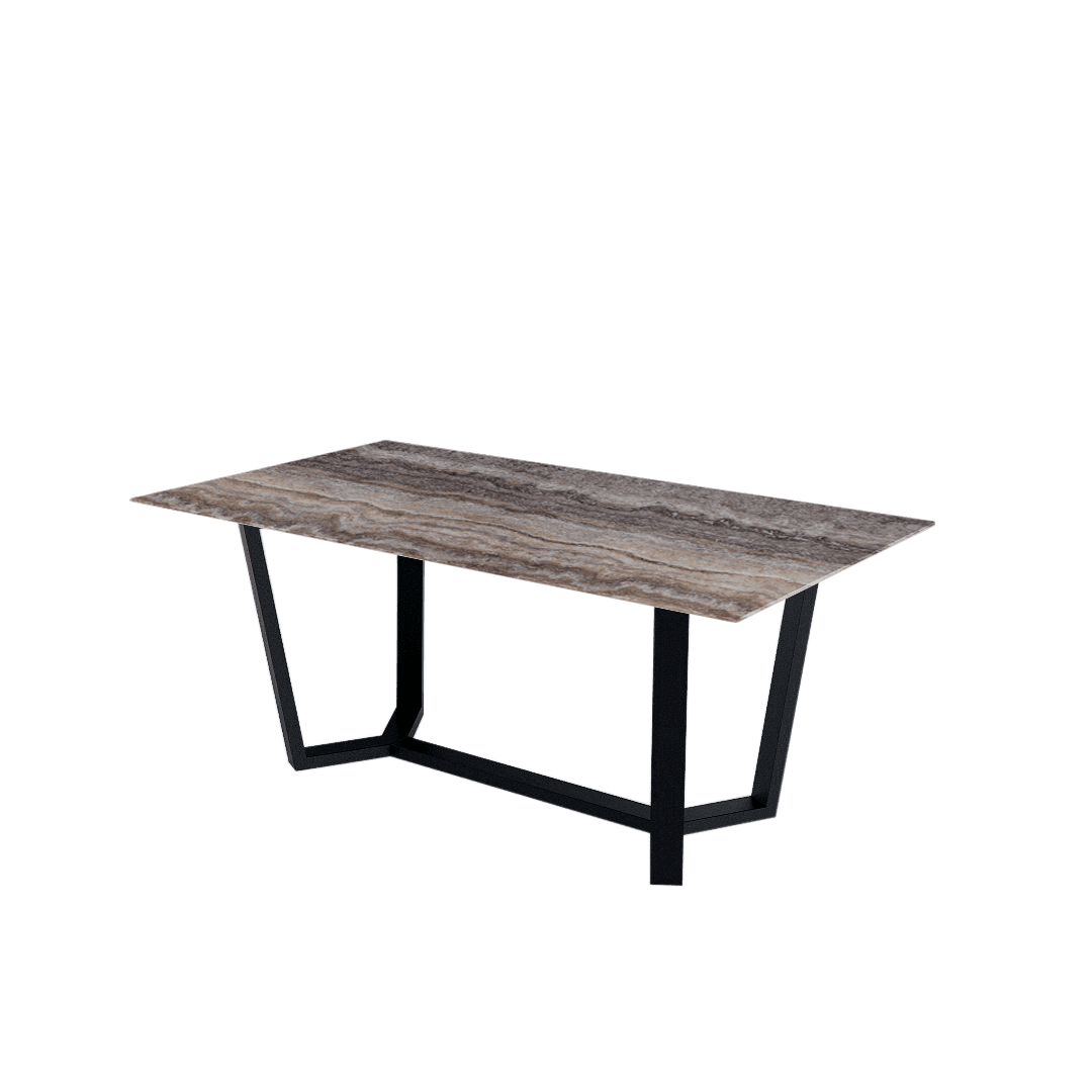 Mix & Match Rectangular Marble Dining Table with Harper Black Metal Base (1.8m x 1.0m)