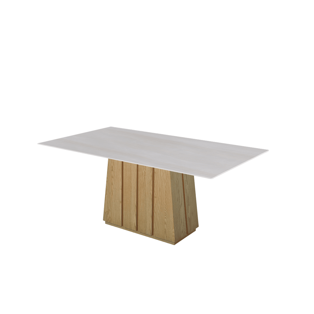 Mix & Match Rectangular Marble Dining Table with Cora Ash Wood Base (1.8m x 1.0m)