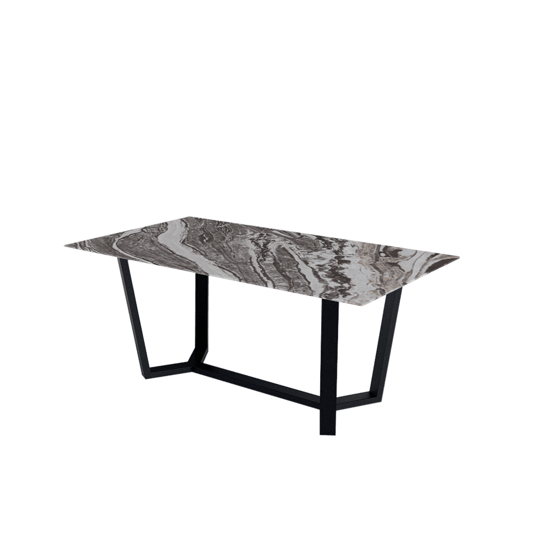 Mix & Match Rectangular Marble Dining Table with Harper Black Metal Base (1.8m x 1.0m)